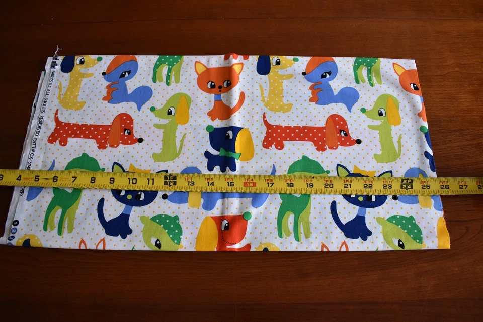23" Long, Colorful Young Animals on Yellow & White Cotton, Michael Miller, N3187 - Image 3 of 4