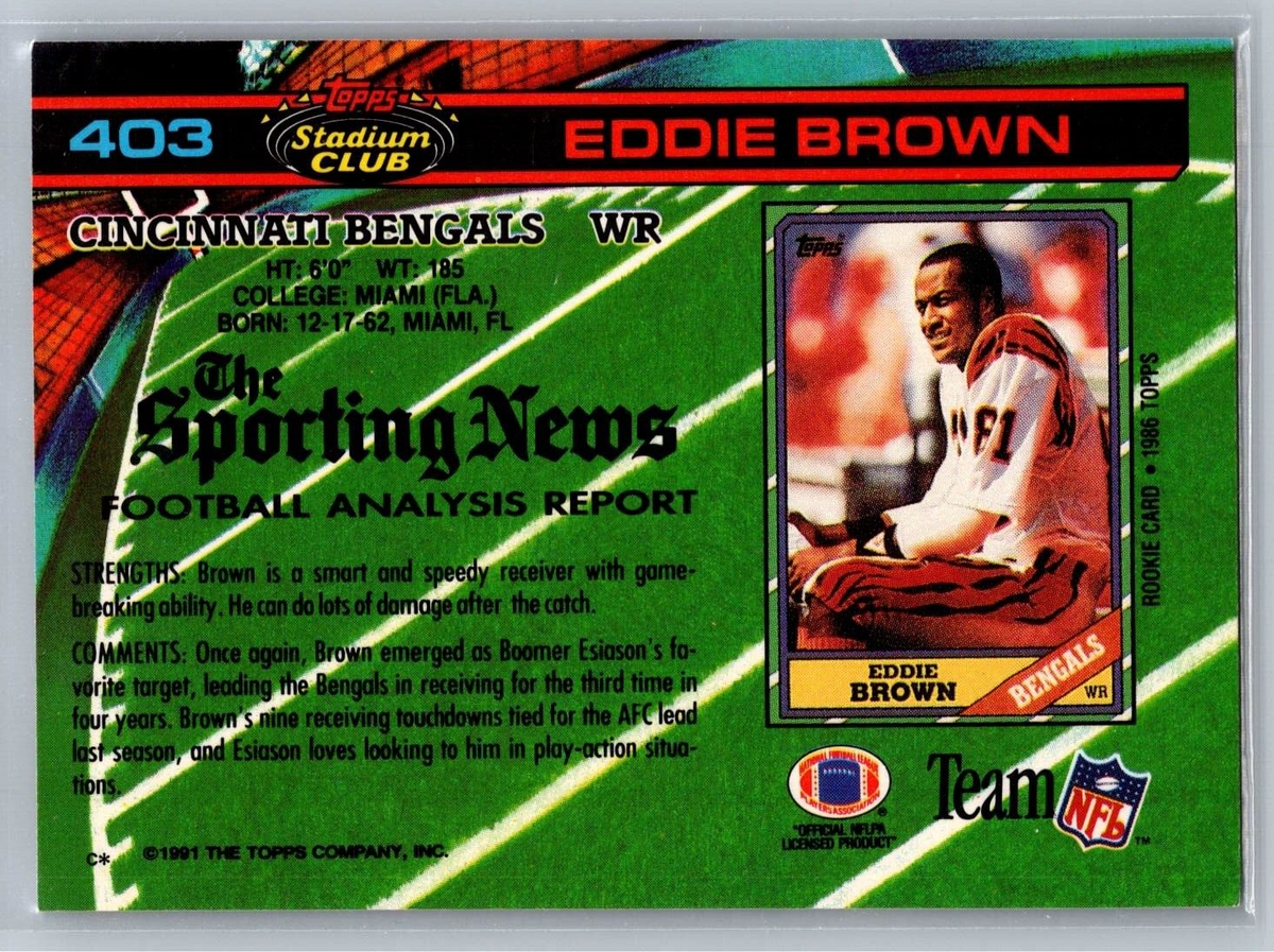 1991 TOPPS STADIUM CLUB CARD # 403 Eddie Brown - Cincinnati