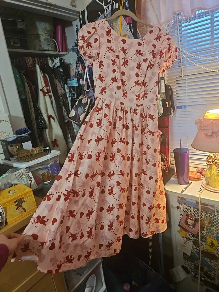 Уникальный винтажный коллекционный Demira Купидон качели платье новый с ярлыками женщин XS День святого Валентина  - Изображение 4 из 4