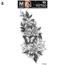 Sexy Flower Waterproof Temporary Tattoo Stickers Black Fake Tattoos Women Men✔