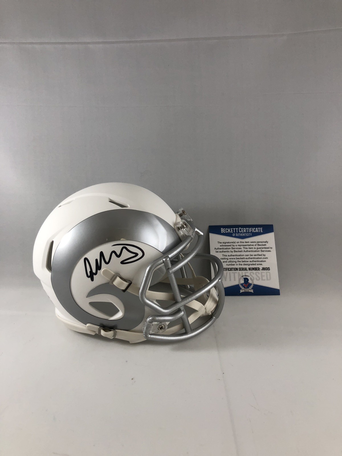 TODD GURLEY SIGNED LOS ANGELES RAMS ICE MINI HELMET BAS BECKETT 3 