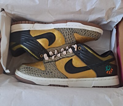Nike Dunk Low Dia De Muertos Black Khaki Metallic Gold Sail Women 9 Men 7.5