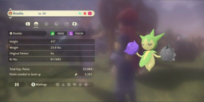 Pokemon Legenden Arceus 6 IV Shiny Alpha ROSELIA