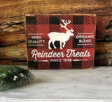 Rustic Christmas Decor / Plaid Buffalo Check / Reindeer Treats / Primitive Sign