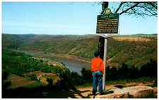Postcard Young Boy Looking at Allegheny River at The Narrows