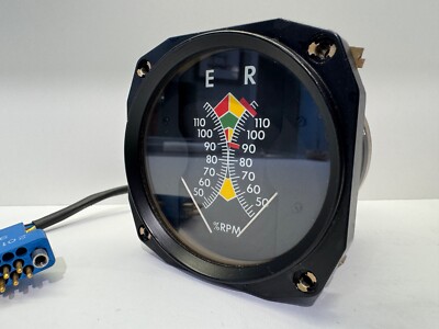 Robinson R22 R44 Dual RPM Gauge 000-19956-3 8792-2 Tested Excellent Functional