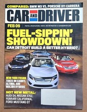 CAR AND DRIVER Magazine FEBRUARY 2009 VOL 54 NO. 8 FORD FUSION AUDI NISSAN FERRA