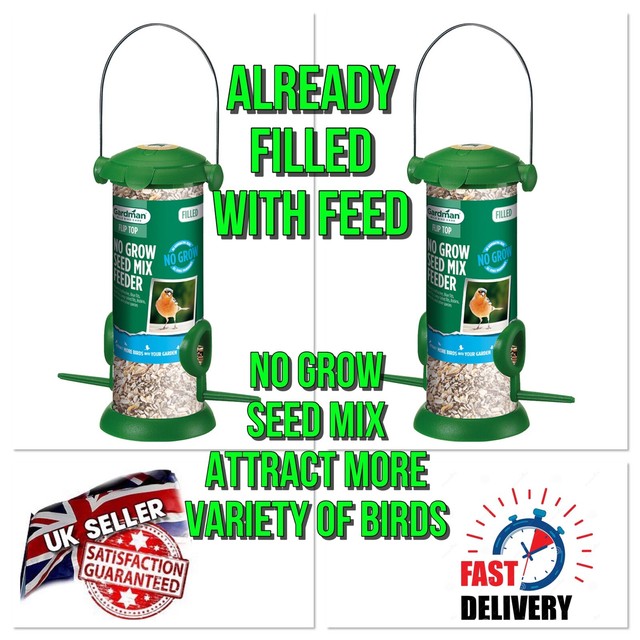 Gardman Pre Filled Flip Top Seed Mix Bird Feeder for Wild Birds No Grow