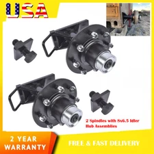 2x 9000LB Superior Shipping Container Wheels 8 x 6.5 Lug Bolt-on Spindle Kit New