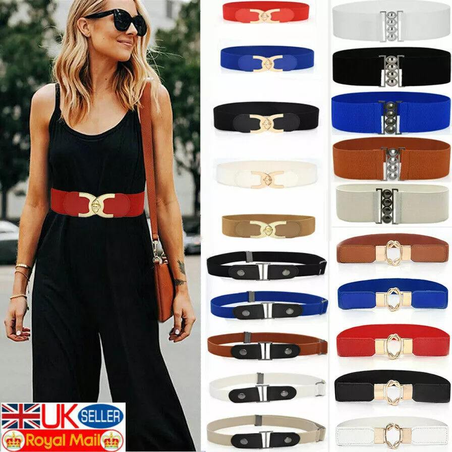 Women Ladies Wide Fashion Belt Women Black Cinch Waist Belt Elastic Stretch Gift