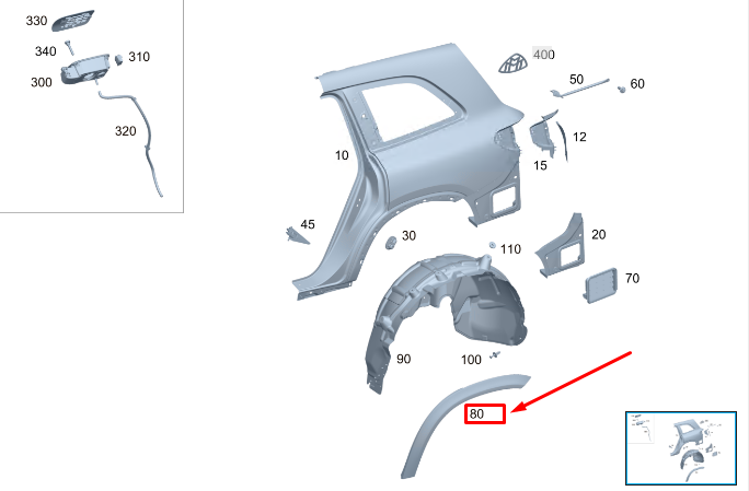 MERCEDES-BENZ GLS X167 Rear Right Wheel Opening Molding A1678856404