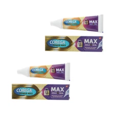 2 x Corega Fixing Cream Power Max Seal 40g 12H Hold Flavour Free - FEDEX EXPRESS