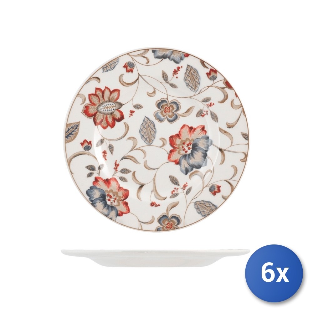 6X Churchill Jacobean Fruit Serving Plates Earthenware 21,5cm Multicolour