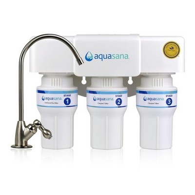 Aquasana AQ-6300-BN Claryum 3-Stage Under Sink Water Filter Brushed Nickel PFAS
