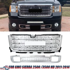 Chrome Honeycomb Upper & Lower Grille For GMC Sierra 2500/3500 HD Denali 2011-14