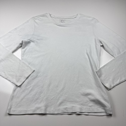 Liz Claiborne Womens White Long Sleeve Shirt L Supima Cotton Tee