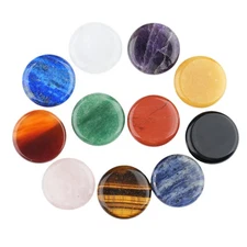 6PCS Circular Gemstone Disc Stone Cabochon Beads Pendant For Making Jewelry