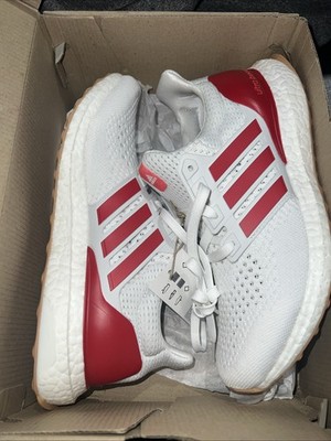 Adidas Ultra Boost 1.0 ￼ White Scarlet Red Gum Bottom