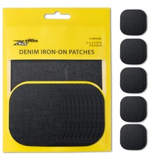 ZEFFFKA Premium Quality Denim Iron-on Jean Patches Inside 1-Pack, Black