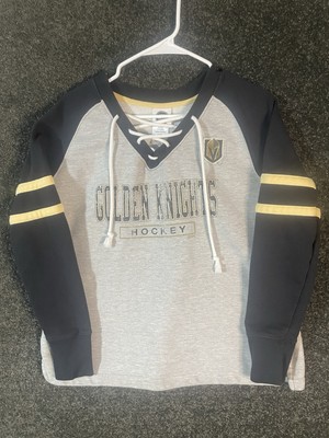 Las Vegas Golden Knights Sweatshirt Womens Large Gray/Black V Neck Lace Up NHL