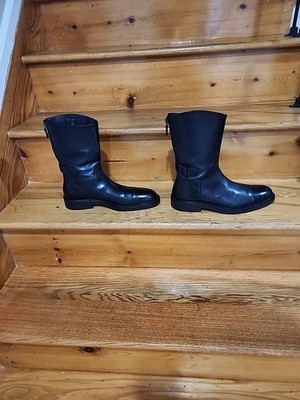Gucci Men's Black Leather Zippered Boots Size 8 US Made In Italy