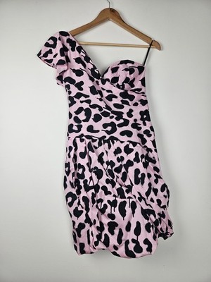 Moschino Boutique - Baby Pink One-Shoulder Graffiti Leopard Print Dress - Size 8