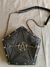 Pentagram Shape Shoulder Bag Gothic Crossbody Handbag Vegan Leather Halloween
