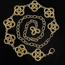 Vtg Gold Filigree Link Chain Belt Adjustable to 41" Statement Chain Waist