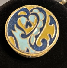 Vintage 1960’s Estee Lauder Round Gold Tone and Enamel Compact for Powder