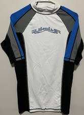 Quiksilver Men's Outlaw Short Sleeve Rashguard white, blue, gray, black Size L