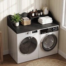 2 Tier Washer Dryer Countertop, 54"x27.5" Wood Laundry Topper Cover with Shelf