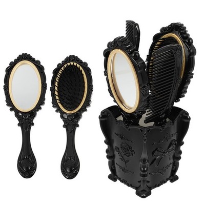 5pcs Vanity Mirror Set with Comb, Handheld Mirror, Hair Brush Holder, Round M...