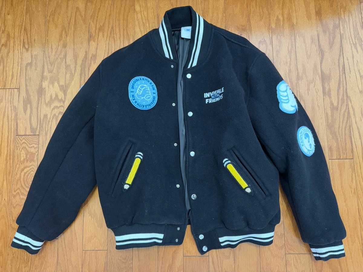 KITH x invisible friends スタジャン KITH x Invisible Friends Wool Varsity Jacket Bomber Mens Size XL