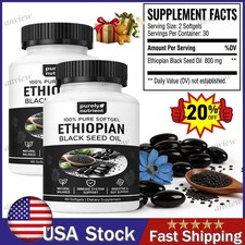 Ethiopian Black Seed Oil Softgels 4.64 Thymoquinone Gluten-Free, 60 capsules