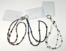 Beaded Lanyard Necklace Badge ID Holder Purple Multicolor Glass Lot Of 3