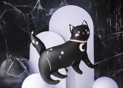 Riesiger schwarzer Katzenballon - Halloween Ballon - große Folie 96 x 95 cm - Luft oder Helium