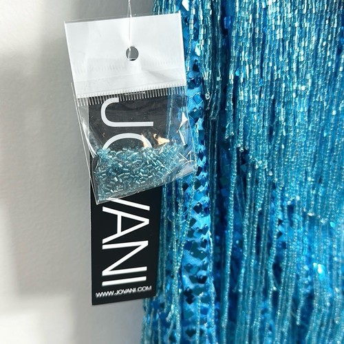 Jovani Fringe Dress Blue Two Piece Sequin Mini Skirt Set - Picture 8 of 9