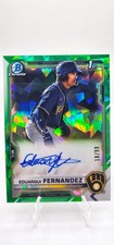 2021 Bowman Chrome Eduarqui Fernandez 1st Auto Green Refractor /99 Brewers AU
