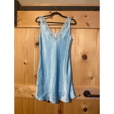 Oscar de la Renta Pink Label Vintage Slip Nightgown Lace Blue Size S