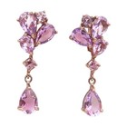 925 Sterling Silver Vintage Earrings Gold Plated Real Amethyst Cluster EG13836