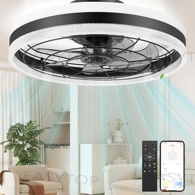 WOWSPEED Plafoniera LED con Ventilatore Ventilatore da Soffitto Silenzioso con Illuminazione Dimmerabile