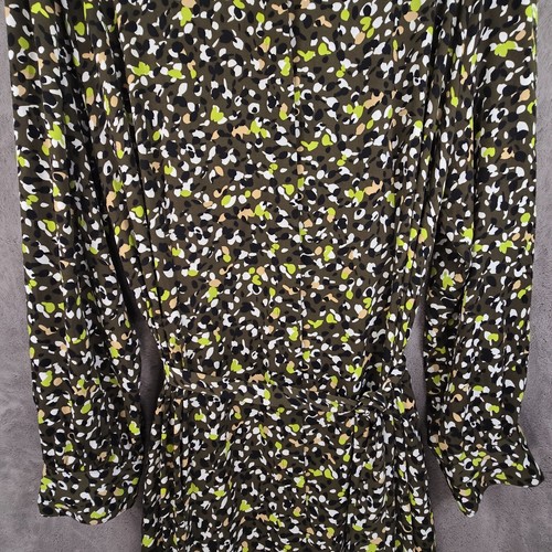 Chico’s 3.5 Maxi Shirt Dress Size XL/18 Olive Green Abstract Dot Office Career - Picture 5 of 18