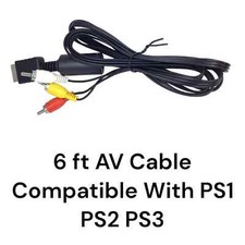 6Ft AV Cable Compatible With PS2 PS1 PS3 AV to RCA Composite Audio Video TV Cord