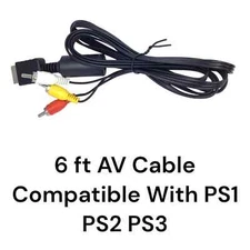 6Ft AV Cable Compatible With PS2 PS1 PS3 AV to RCA Composite Audio Video TV Cord