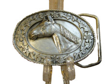 SISKIYOU Buckle Co 1988 Vintage Oval Horse Head Belt Buckle 2-3/8" x 1-5/8"