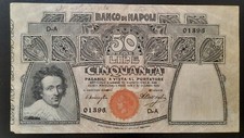 50 LIRE BANCA DI NAPOLI 30 DICEMBRE 1909 NC COME DA FOTO NATURALE QSPL 