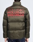 £500+ HOLUBAR MENS GREEN DUCK DOWN BOMBER PUFFER BUBBLE LOGO JACKET COAT BNWT