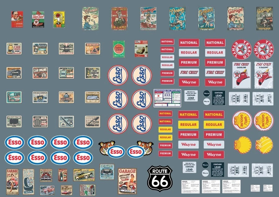 Planche Affiches Garage, décoration diorama, Diorama 1:43,décalcomanies, watersl