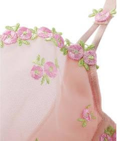 Victoria's Secret Dream Angels unlined bra set embroidery pink rose bud sheer