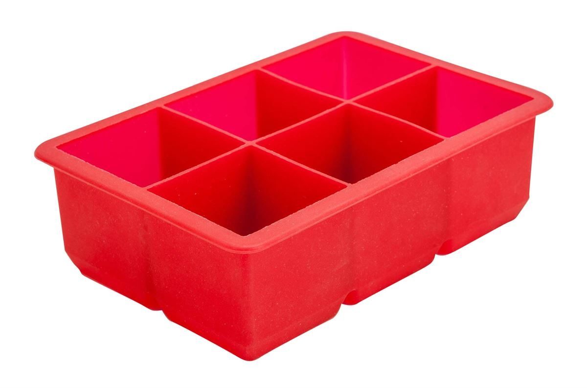 Ice Cube Tray Strong 6 Cavity Red Silicone Ice Cube Mould For Gin Cocktail Rum